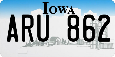 IA license plate ARU862