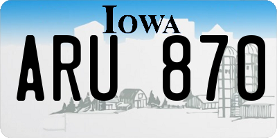 IA license plate ARU870