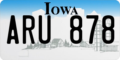IA license plate ARU878