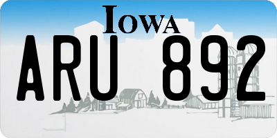 IA license plate ARU892