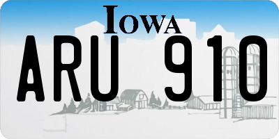 IA license plate ARU910
