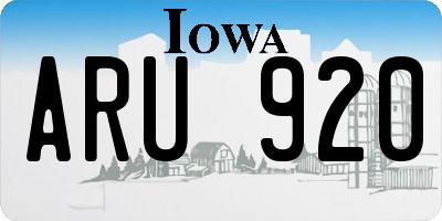 IA license plate ARU920