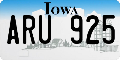 IA license plate ARU925