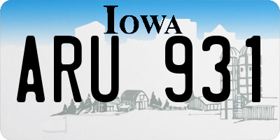IA license plate ARU931
