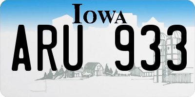 IA license plate ARU933