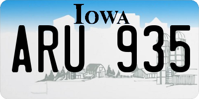 IA license plate ARU935