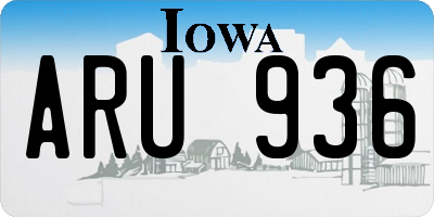 IA license plate ARU936