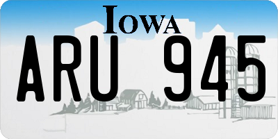 IA license plate ARU945