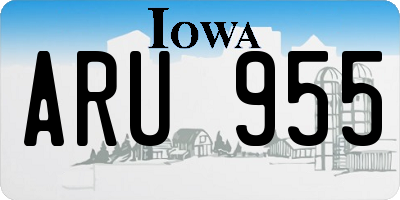 IA license plate ARU955