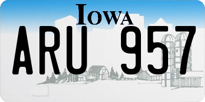 IA license plate ARU957