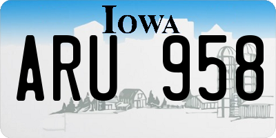 IA license plate ARU958