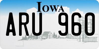 IA license plate ARU960