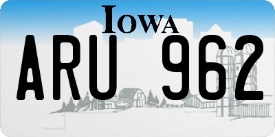 IA license plate ARU962