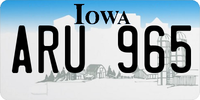IA license plate ARU965