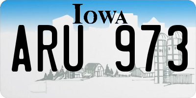 IA license plate ARU973