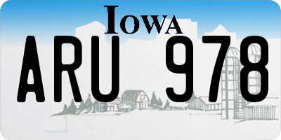IA license plate ARU978
