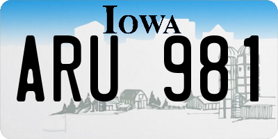 IA license plate ARU981