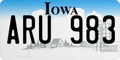IA license plate ARU983