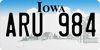 IA license plate ARU984