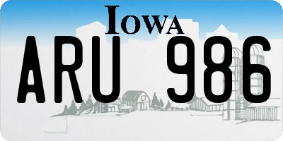 IA license plate ARU986