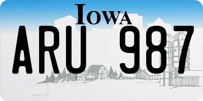 IA license plate ARU987