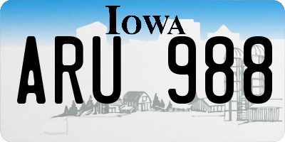 IA license plate ARU988