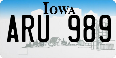 IA license plate ARU989