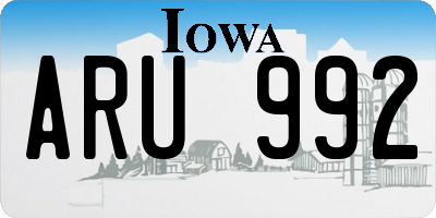 IA license plate ARU992