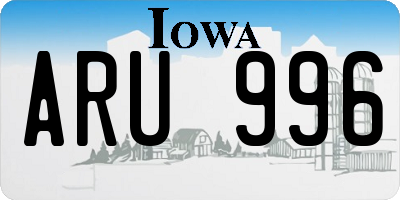 IA license plate ARU996