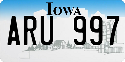 IA license plate ARU997