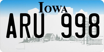 IA license plate ARU998