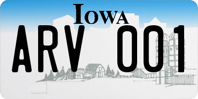 IA license plate ARV001