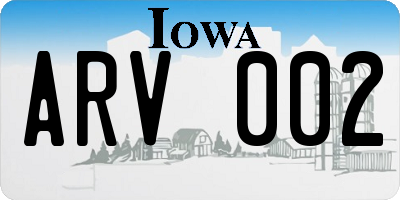 IA license plate ARV002