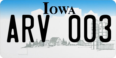 IA license plate ARV003
