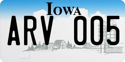 IA license plate ARV005
