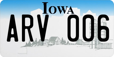 IA license plate ARV006