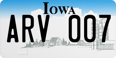 IA license plate ARV007