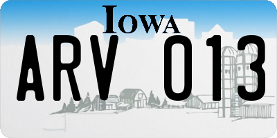 IA license plate ARV013