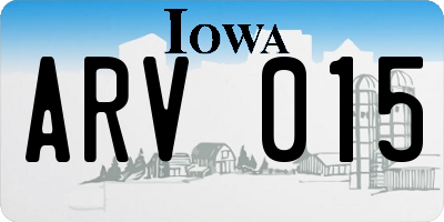 IA license plate ARV015