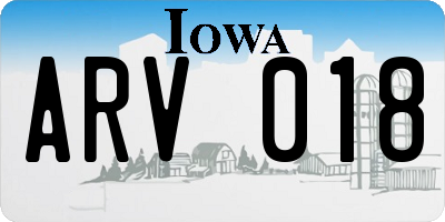 IA license plate ARV018