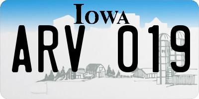 IA license plate ARV019