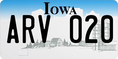 IA license plate ARV020