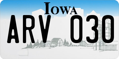 IA license plate ARV030