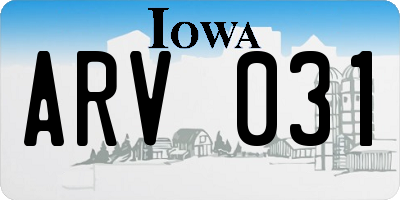 IA license plate ARV031