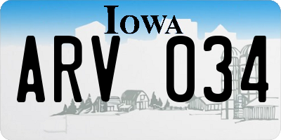 IA license plate ARV034