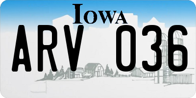 IA license plate ARV036