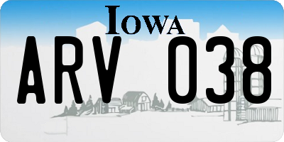 IA license plate ARV038