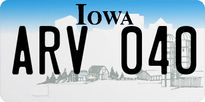 IA license plate ARV040