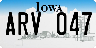 IA license plate ARV047