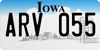 IA license plate ARV055